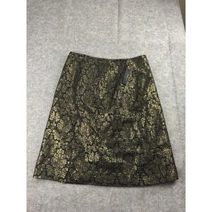 Worthington NWT Women's 14 Gold & Black Jacquard Pencil Skirt Damask Holiday NYE